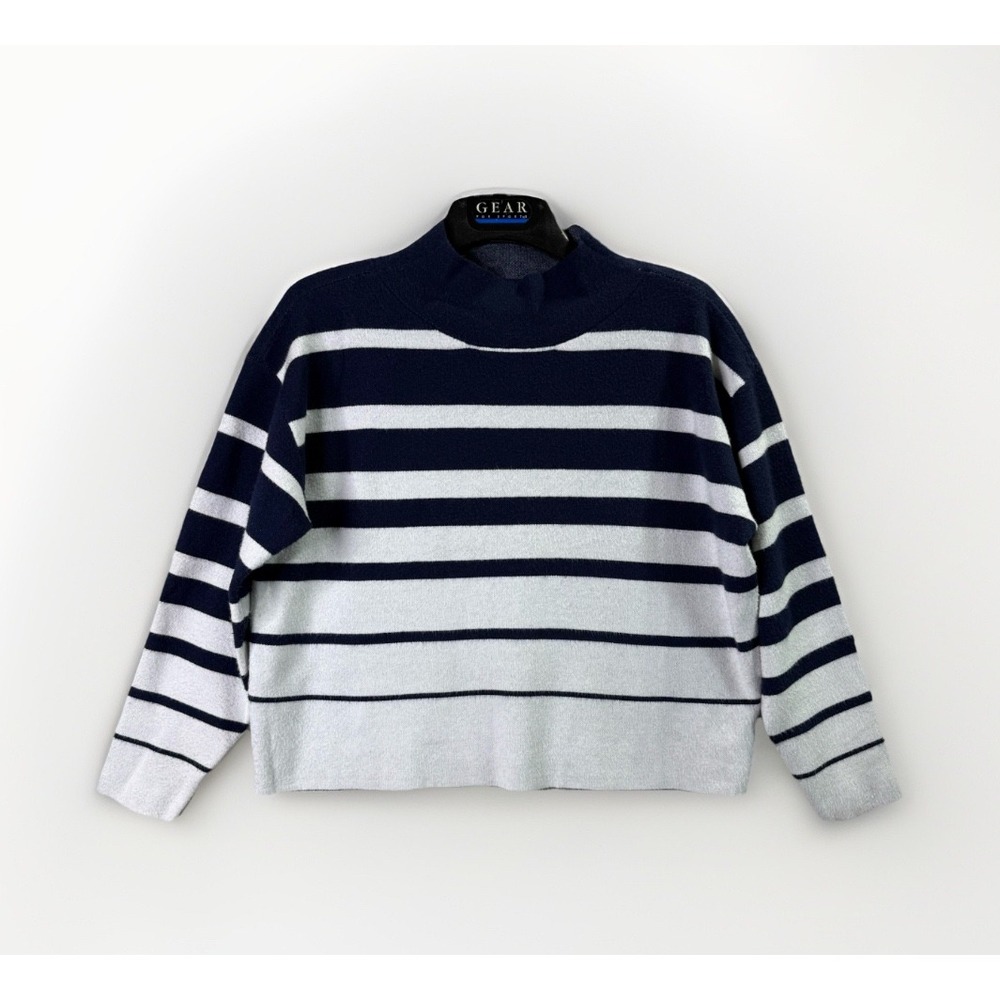 Anthropologie Maeve Women's Sweater M Striped Knit Pullover Navy White Soft Cozy - Picture 3 of 10